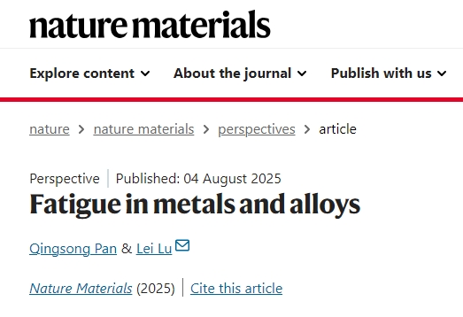 金属所研究人员在Nature Materials期刊发表金属和合金的疲劳观点文章